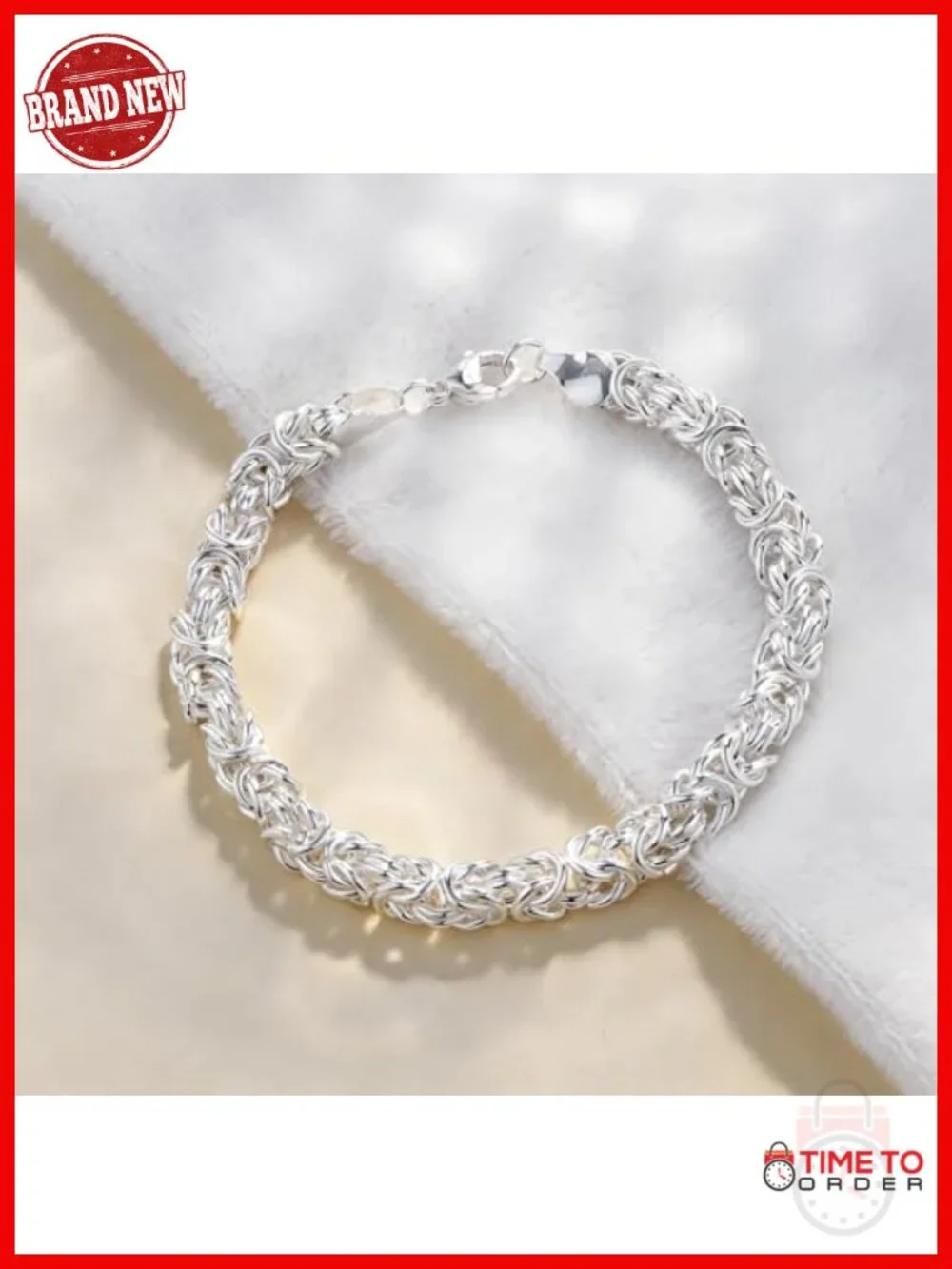 Byzantine 925 Sterling Silver Link Bracelet Women Jewelry